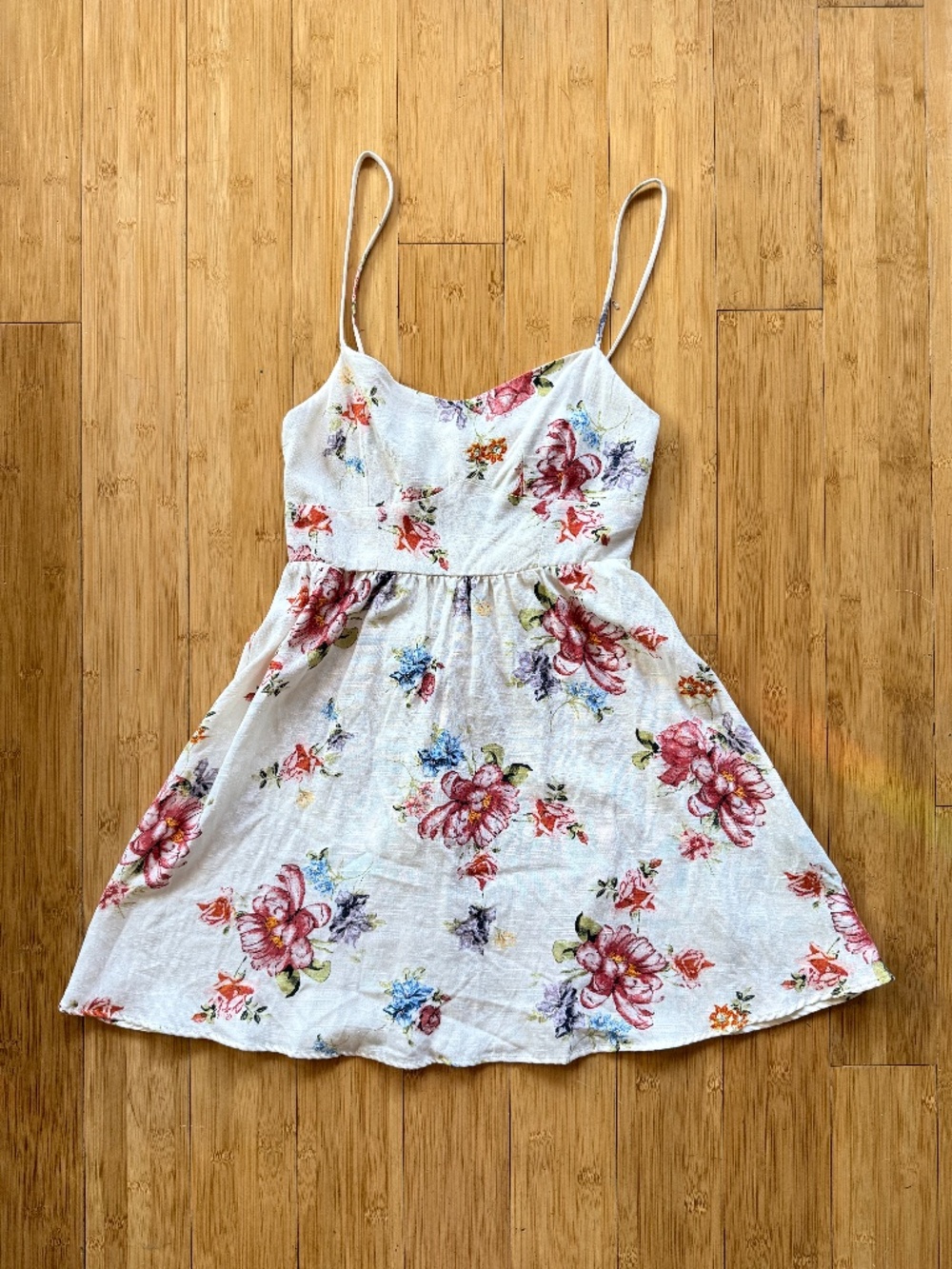 NWT Zara The Juli Dress Floral Print Fit and Flare Smocked Back Mini Dress XS
